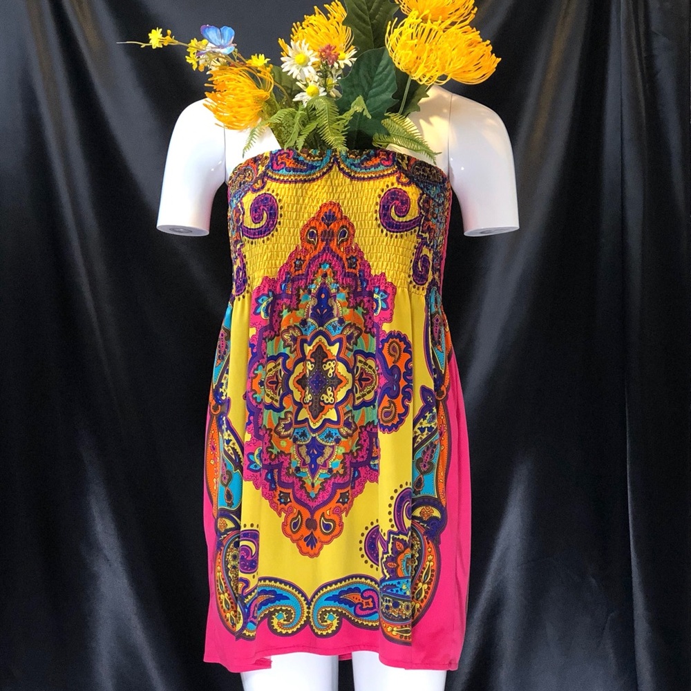 🌈Vintage Tank Top Psychedelic Baby Doll Dress💝
